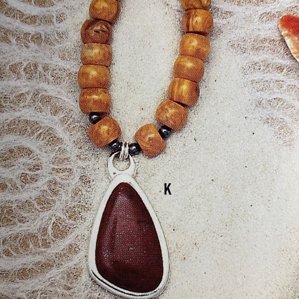 SILPADA N1137. Rich Ted Jasper pendant hangs from a YellowJasper stone necklace
